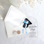 Moderner Trendy Stylish Blue Bow Abschluss Arched Acryleinladungen