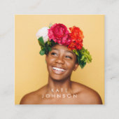 Moderner Trendy Stylish Full Foto QR Code Quadratische Visitenkarte (Vorderseite)