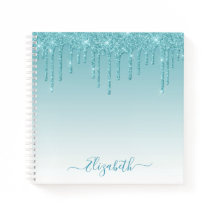 Moderner Trendy Stylish Script Aqua Glitzer