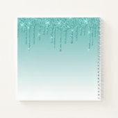 Moderner Trendy Stylish Script Aquamarin Glitzer L Notizblock (Rückseite)
