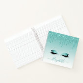 Moderner Trendy Stylish Script Aquamarin Glitzer L Notizblock (Innenseite)