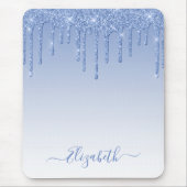 Moderner Trendy Stylish Script Dusty Blue Glitzer Mousepad (Vorne)