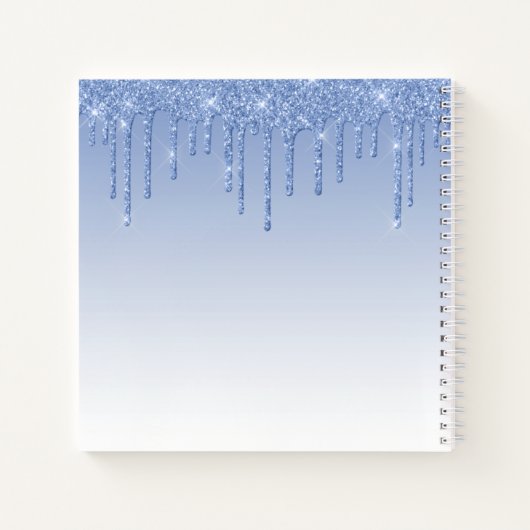 Moderner Trendy Stylish Script Dusty Blue Glitzer Notizblock (Rückseite)