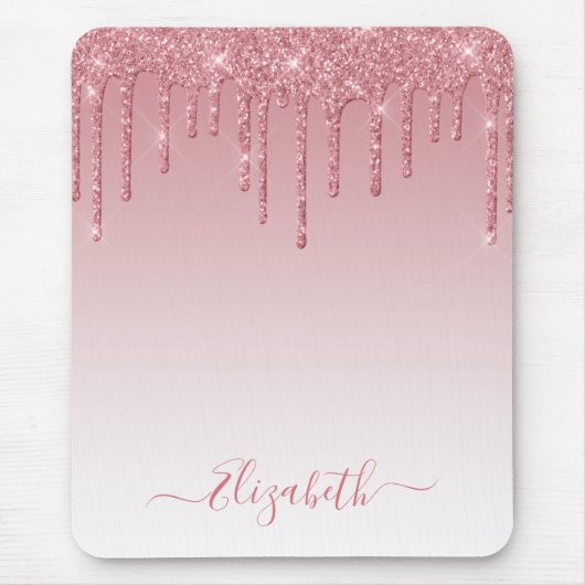 Moderner Trendy Stylish Script Dusty Pink Glitzer Mousepad (Vorne)