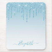 Moderner Trendy Stylish Script Light Blue Glitzer Mousepad (Vorne)