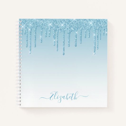 Moderner Trendy Stylish Script Light Blue Glitzer Notizblock (Vorderseite)