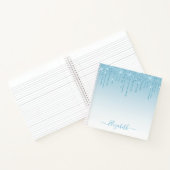 Moderner Trendy Stylish Script Light Blue Glitzer Notizblock (Innenseite)
