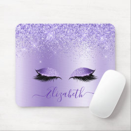 Moderner Trendy Stylish Script Lila Glitzer Lashes Mousepad