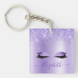 Moderner Trendy Stylish Script Lila Glitzer Lashes Schlüsselanhänger