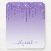 Moderner Trendy Stylish Script Lila Glitzer Mousepad (Vorne)