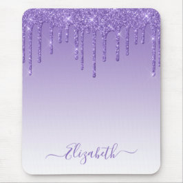 Moderner Trendy Stylish Script Lila Glitzer Mousepad