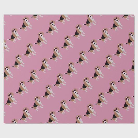 Moderner Tri farbeBeaglehund Geschenkpapier (Flach)