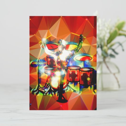Moderner Trommler Karte (Stehend Vorderseite)