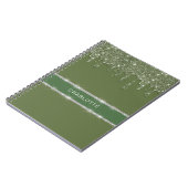 Moderner Tropfen für grünen Glitzer mit glänzender Notizblock (Linke Seite)