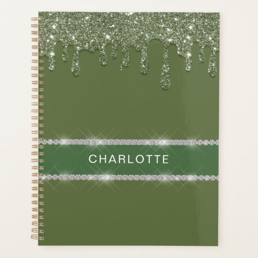 Moderner Tropfen für grünen Glitzer mit glänzender Planer (Vorderseite)