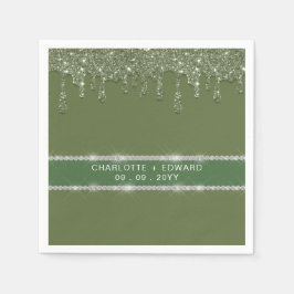 Moderner Tropfen für grünen Glitzer mit glänzender Serviette