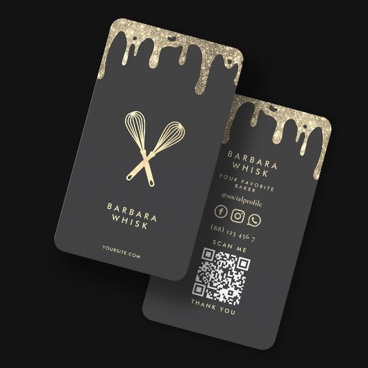 Moderner Tropfen Whisk Bäckerei Konditorkeller Visitenkarte