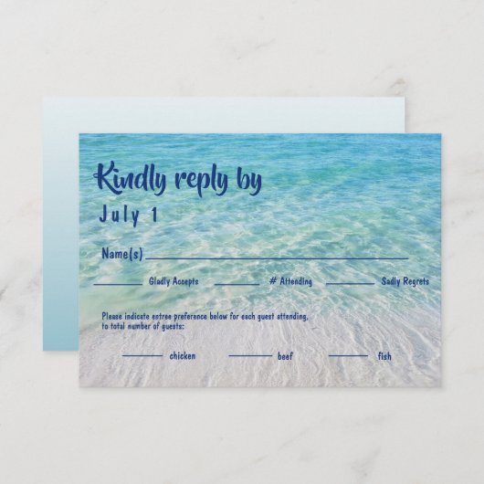 Moderner Tropical Beach Meal Choice Empfang UAWG RSVP Karte (Vorne/Hinten)