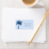Moderner Tropical Blue Glitzer Palm Adressaufkleber (Insitu)