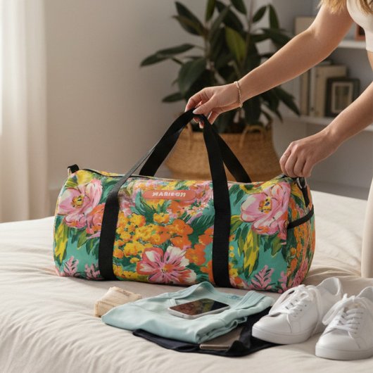 Moderner tropischer Blumenmuster - Personalisierte Duffle Bag