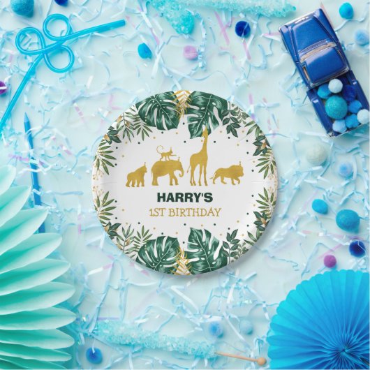 Moderner tropischer Dschungel-Safari-wilder Pappteller (Party)