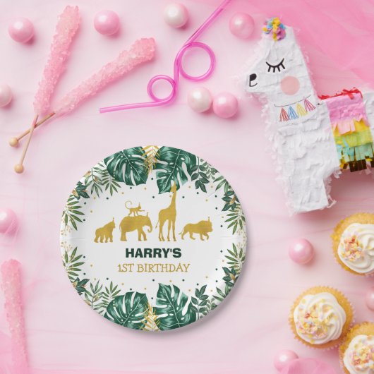 Moderner tropischer Dschungel-Safari-wilder Pappteller (Party)