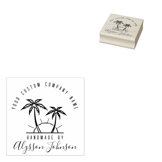 Moderner Tropischer Palmenbaum Individuelle Name H Gummistempel (Stempel)