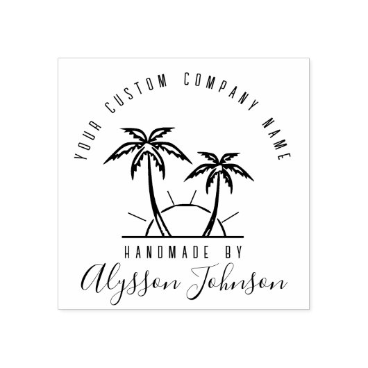 Moderner Tropischer Palmenbaum Individuelle Name H Gummistempel (Prägung)