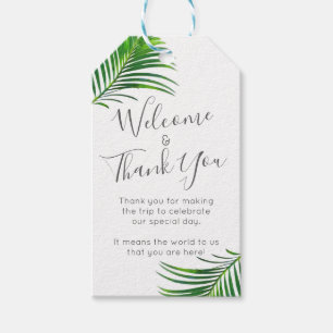 Moderner tropischer Palmengarten Strand Hochzeit G Geschenkanhänger