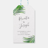 Moderner tropischer Palmengarten Strand Hochzeit G Geschenkanhänger (Rückseite)