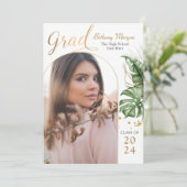 Moderner Tropischer Schwarzer Foto Abschluss Ankündigung (Stehend Vorderseite)