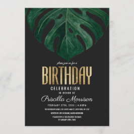 Moderner Tropischer Schweizer Käse Leaf Gold Gebur Einladung