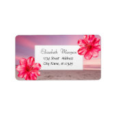 Moderner tropischer Sonnenuntergang, Hibiskus Adressaufkleber (Vorne)