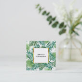 Moderner tropischer Watercolor verlässt beruflich Quadratische Visitenkarte (Stehend Vorderseite)