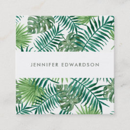 Moderner tropischer Watercolor verlässt beruflich Quadratische Visitenkarte