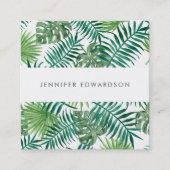 Moderner tropischer Watercolor verlässt beruflich Quadratische Visitenkarte (Vorderseite)