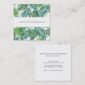 Moderner tropischer Watercolor verlässt beruflich Quadratische Visitenkarte (Vorne/Hinten)