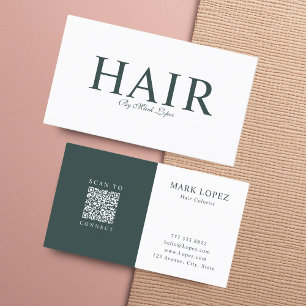Moderner, trostloser Grünhaarstylist & Kolorist QR Visitenkarte
