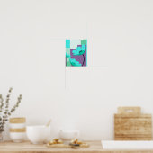 Moderner Türkis-Blumen-Abstrakt-Poster Poster (Küche)