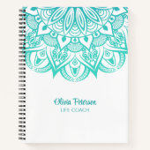 Moderner Türkis Mandala Life Coach Notizblock (Vorderseite)