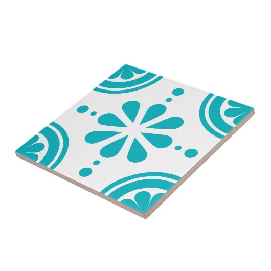 Moderner Türkis-weiße Blumenmuster-Fliese Fliese (Seite)