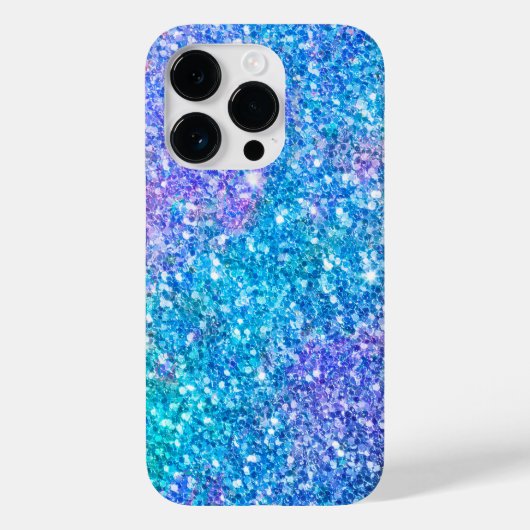 Moderner Türkisblau und Lila Glitzer Print Case-Mate iPhone Hülle (Rückseite)