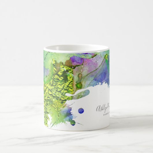 Moderner türkisblauer Spritzer Kaffeetasse (Mittel)