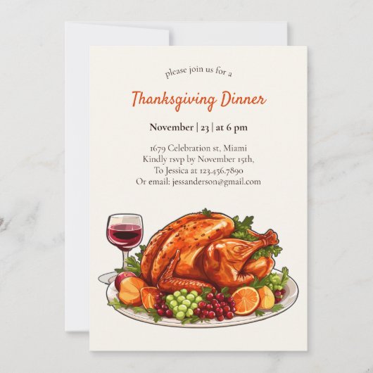 Moderner türkischer Herbst-Erntedank Einladung (Vorderseite)