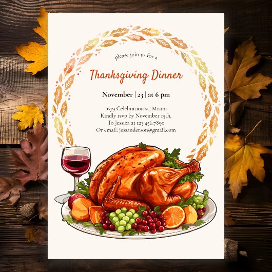 Moderner türkischer Herbst-Erntedank Einladung