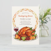 Moderner türkischer Herbst-Erntedank Einladung (Stehend Vorderseite)