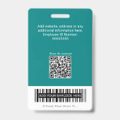 Moderner Türkiser Medizinischer QR-Code-Nurse-ID-B Ausweis (Rückseite)