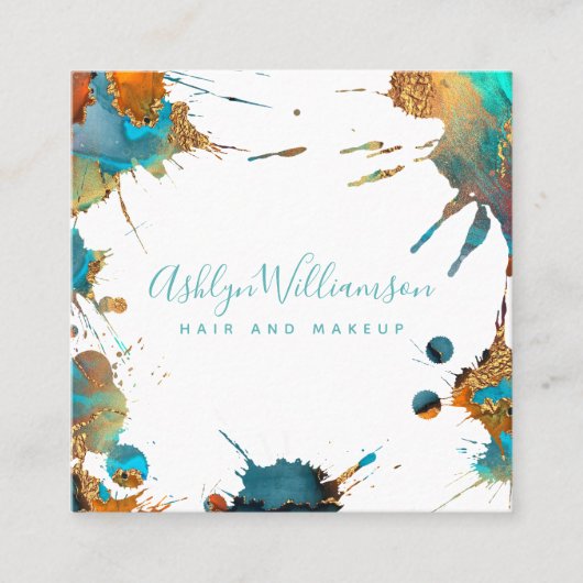 Moderner türkisfarbener Spritzer Quadratische Visitenkarte (Vorderseite)