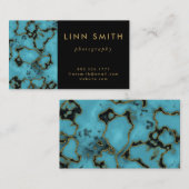 Moderner türkisfarbener Stein Gold und Schwarz Visitenkarte (Vorne/Hinten)