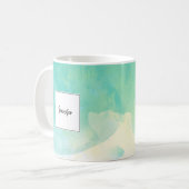 Moderner TürkisgoldAquarell-Monogrammname Kaffeetasse (Vorderseite Links)